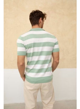 Cool Tarz Cool Style Color Block Polo Neck Knit T-Shirt  - Image 4