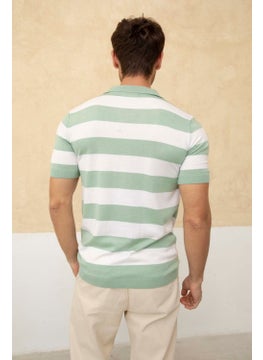 Cool Tarz Cool Style Color Block Polo Neck Knit T-Shirt  - Image 3