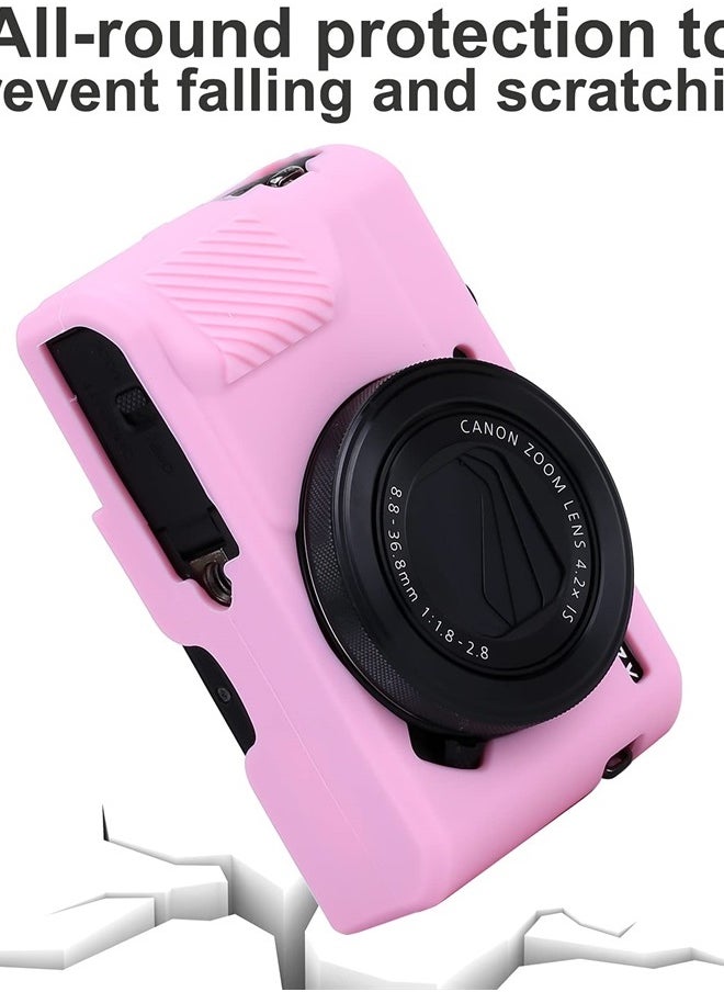 Yisau G7X Camera Silicone Case Ultra-Thin Lightweight Rubber Soft Silicone Case Bag Cover for Canon PowerShot G7X G7X Mark II G7X Mark III + Microfiber Cloth (Pink) 