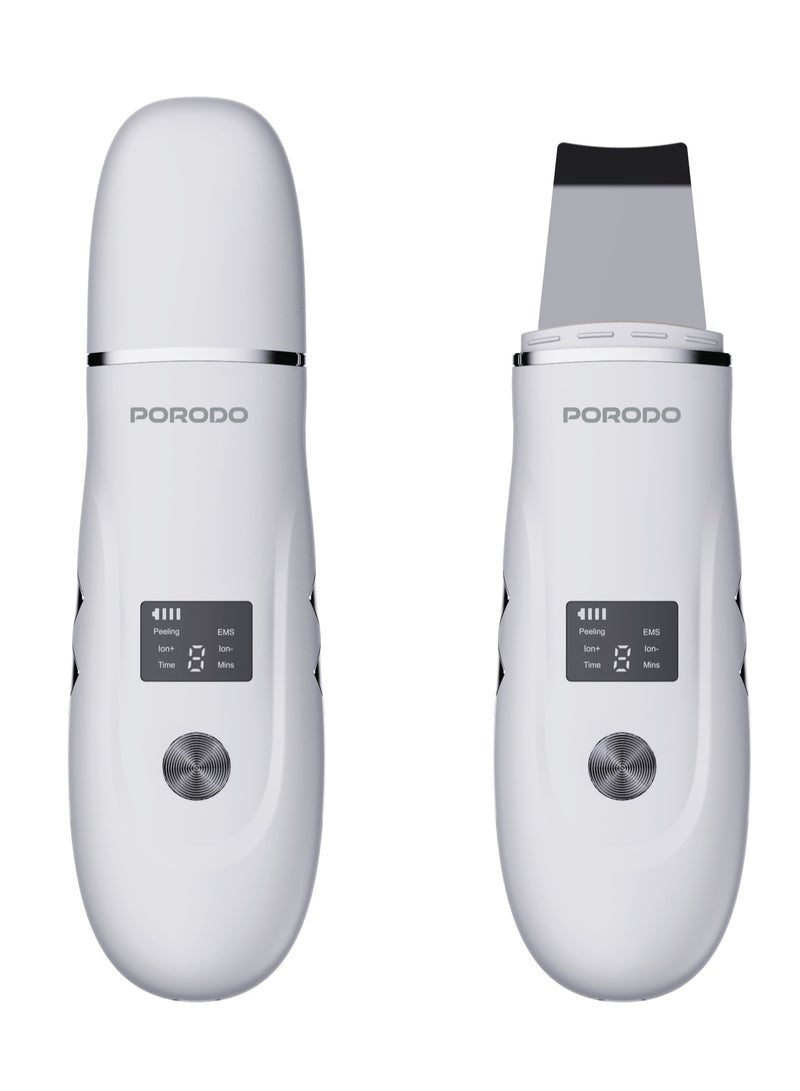 porodo Ultrasonic Face Scrub & Peeler with LED Display / Acne Extractor / Blackhead & Whitehead Remover / Suitable for All Skin Types / Deep Clean / Facial Pore Cleaner - White - Image 5