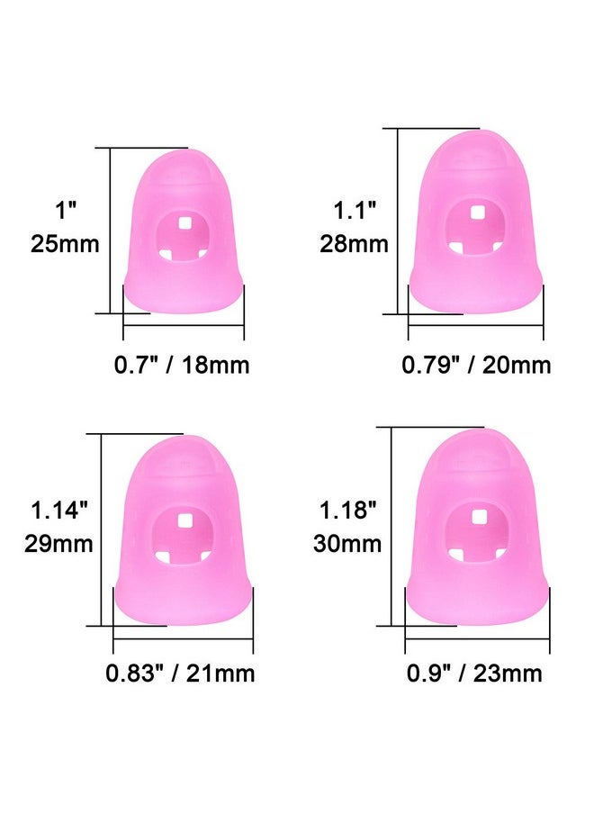 Wisdompro - 16 Pcs Finger Tips 4 Sizes Silicone Thimble Fingertip Grips Finger Protectors Pads Cover For Paper Sorting Page Turning Hand Sewing Money Counting Guitar Playing Pink Translucent - Image 1