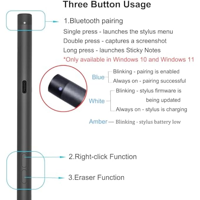 rayihni PREMIER RECHARGEABLE ACTIVE PEN FOR DELL ACTIVE PEN PN7522W LAPTOP PEN,COMPATIBLE WITH DELL 2 IN 1 LAPTOP FOR INSPIRON 7420/7425/7430/7435/7620/7630,FOR LATITUDE 5300/5340/7210/7320/7410/9330/9520 - Image 2