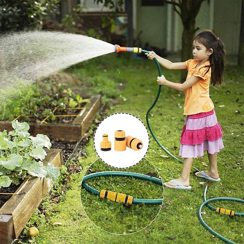 Khazna Garden Hose Fitting Set, 1 Nozzle, 5 End Quick Connector,Hose Waterstop Connector,2 Double Male Snap Connector,2 Hose Tap Connector 1/2 Inch and 3/4 Inch Size 2-in-1 - Image 2