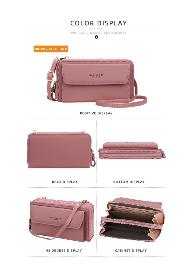بايلليري محفظة نسائية بحزام كتف ذات سعة كبيرة باللون الوردي - Image 5