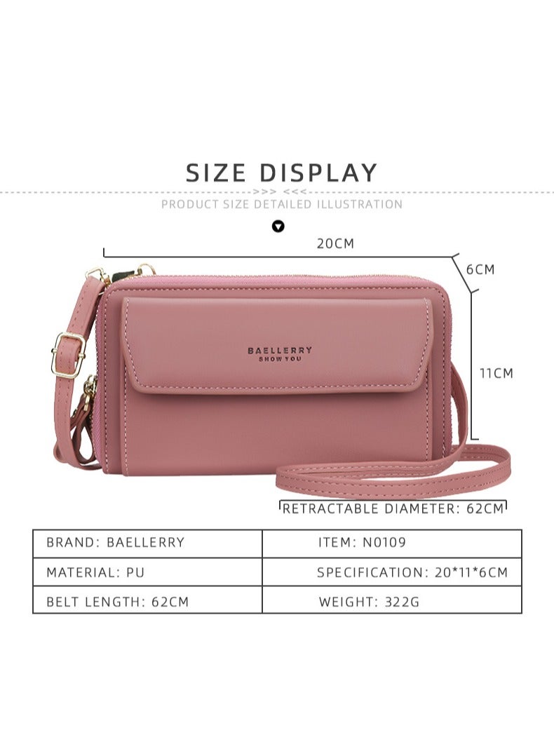بايلليري محفظة نسائية بحزام كتف ذات سعة كبيرة باللون الوردي - Image 3