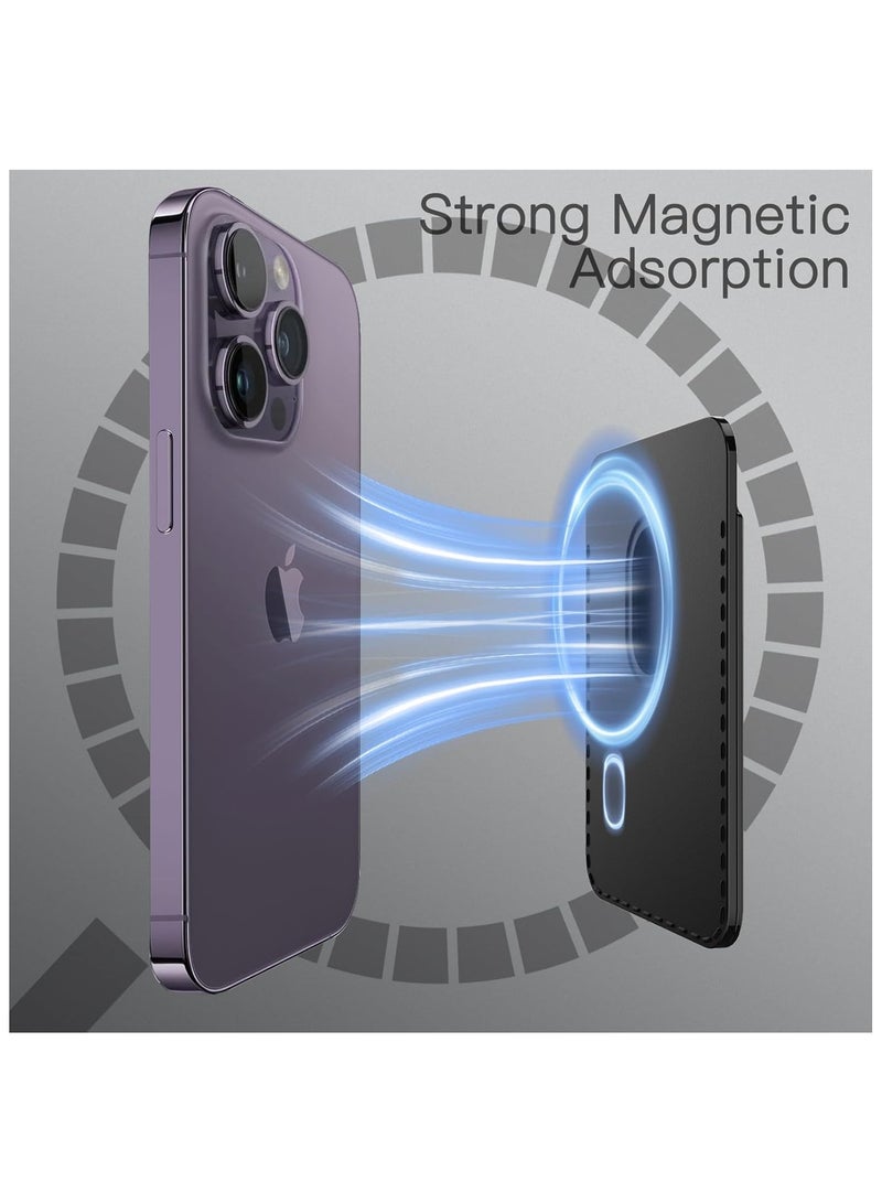 Magnetic Wallet Compatible with MagSafe for iPhone 17/17e/Air/16/15/14/13/12 Series, Pixel 10 Series, PU Phone Card Holder, Store 1-2 Cards (Black) - Image 3