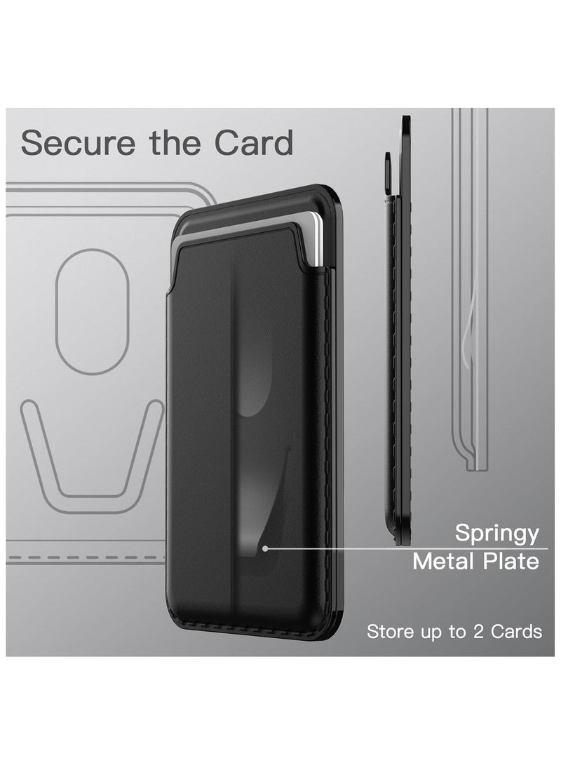 Magnetic Wallet Compatible with MagSafe for iPhone 17/17e/Air/16/15/14/13/12 Series, Pixel 10 Series, PU Phone Card Holder, Store 1-2 Cards (Black) - Image 5