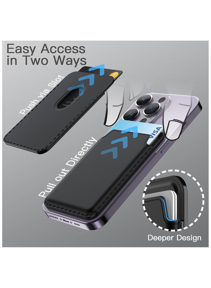 Magnetic Wallet Compatible with MagSafe for iPhone 17/17e/Air/16/15/14/13/12 Series, Pixel 10 Series, PU Phone Card Holder, Store 1-2 Cards (Black) - Image 4