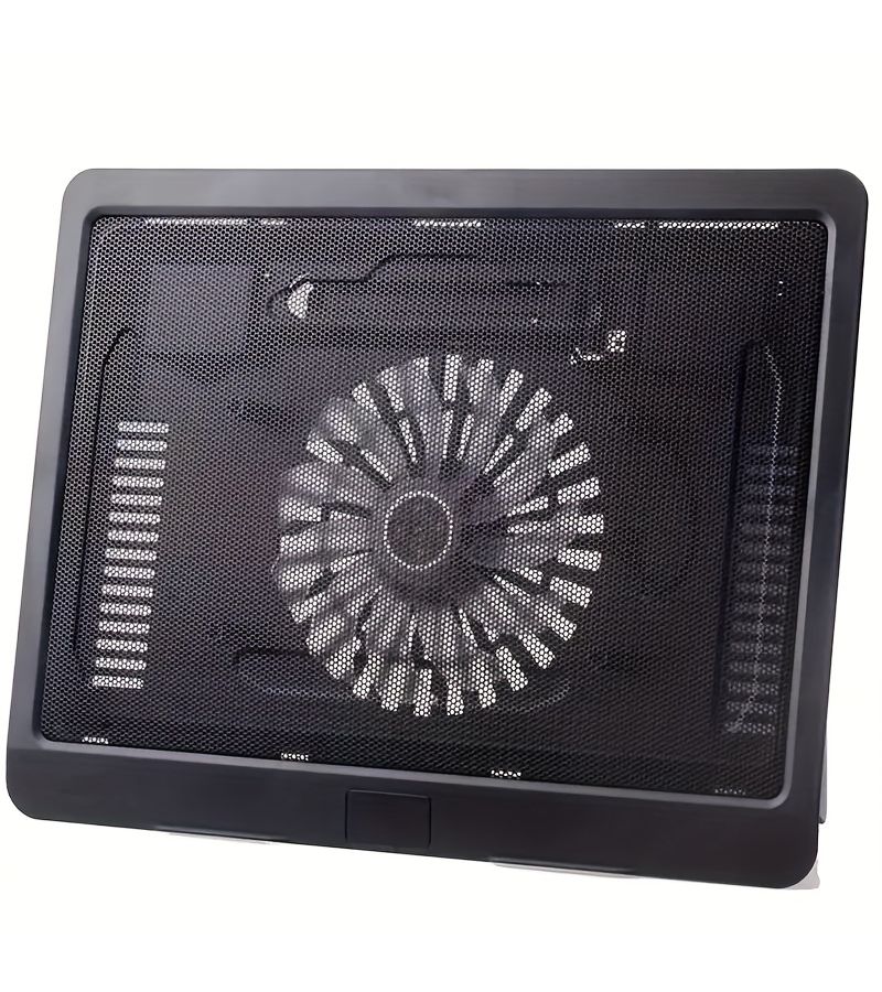 Black Mute Laptop Cooling Pad With Big Fans And Usb Port Blue Led - Image 4