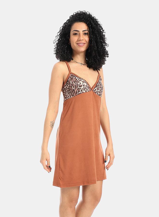 kady Coffe Printed Sleepshirt With Spaghetti Straps - Image 2