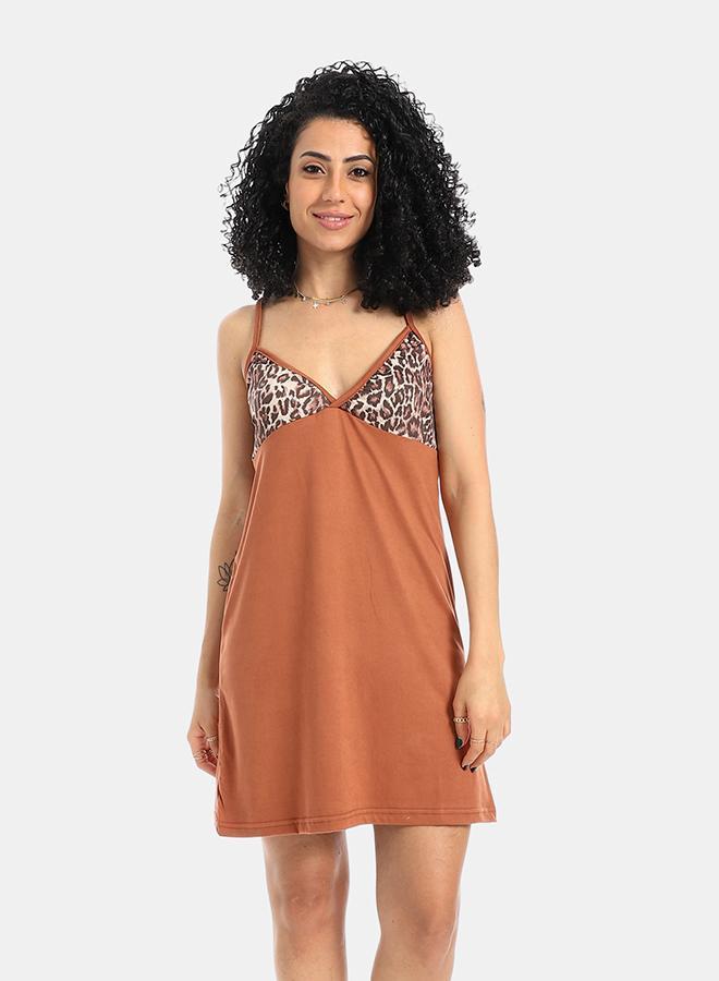 kady Coffe Printed Sleepshirt With Spaghetti Straps - Image 1