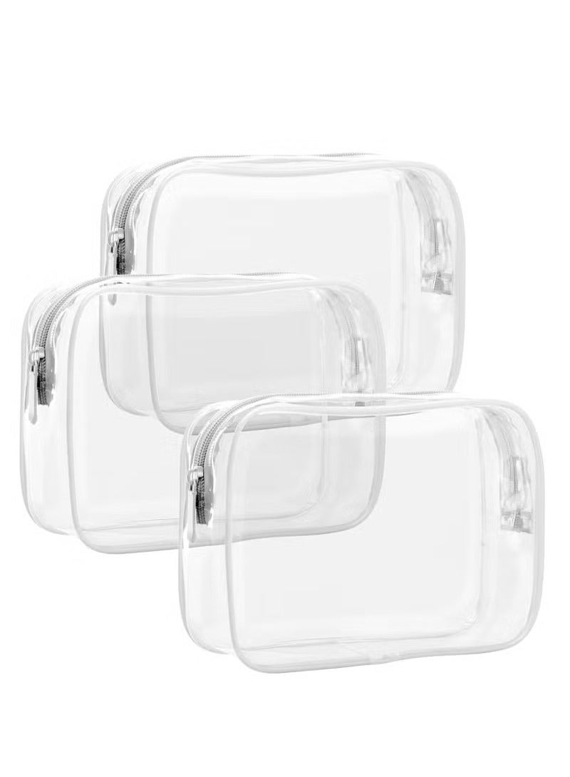 3 Pack TSA Approved Travel Toiletry Bags Makeup Cosmetic Bags for Women, White - Image 1