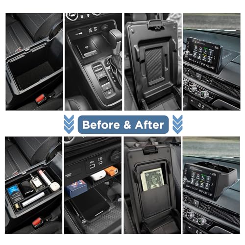 Carwiner 4PCS Center Console Organizer Compatible with 2023 2024 2025 2026 Honda CR-V EX-L/Sport-L Hybrid Accessories, Dash Organizer Tray Holder & Hidden Storage Box for Honda CRV with Coin - Image 4