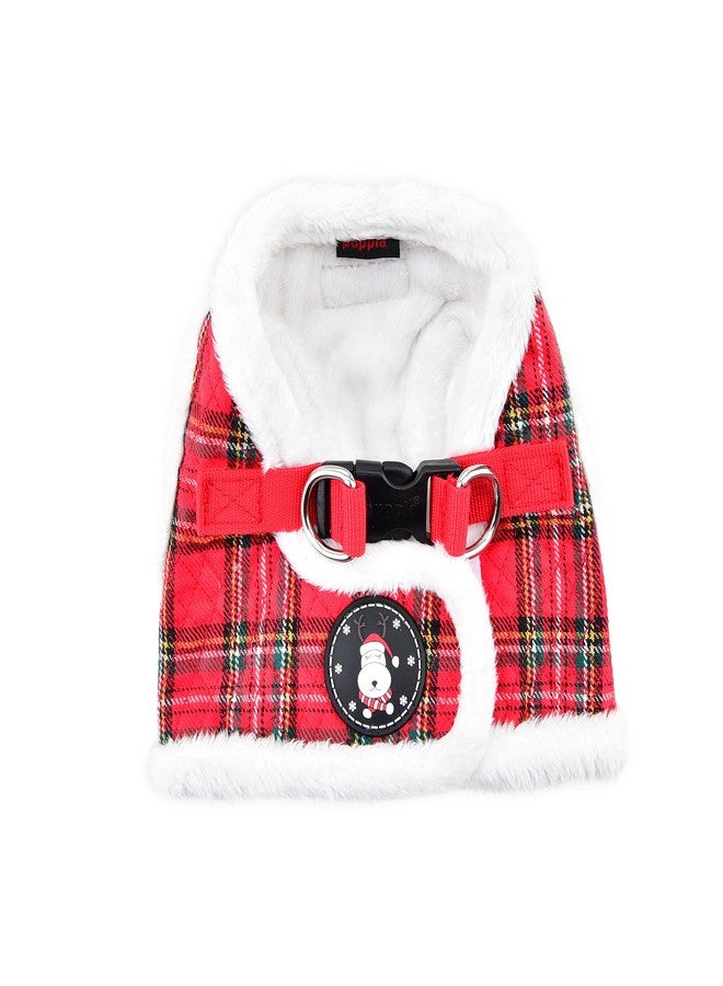 Puppia Blitzen Vest Dog Harness Step-in Warm Winter Christmas Holiday Harness for Small and Medium Dog, Checkered Red, Large - Image 1