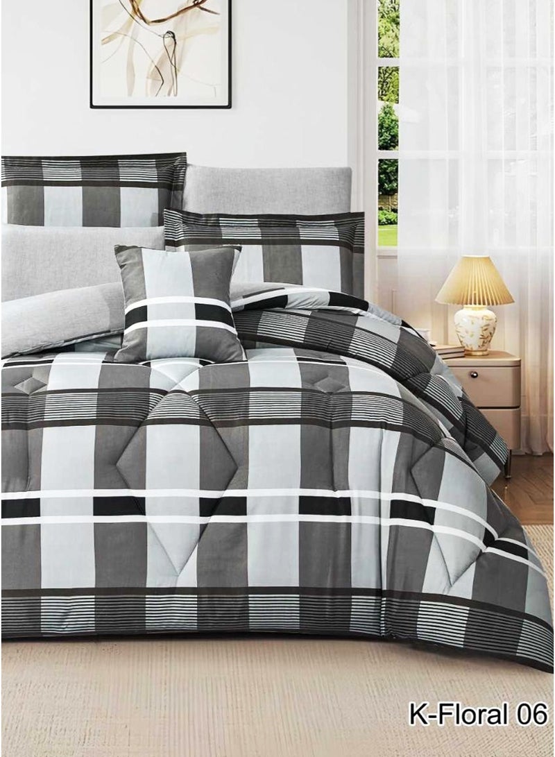 Miral Luxury Reversible Summer Twin Bed Comforter Set | 5 Pieces | Premium Quilted Comforter 230×170 cm | Deep Fitted Sheet 120×200+30 cm | Modern Elegant Design - Image 1
