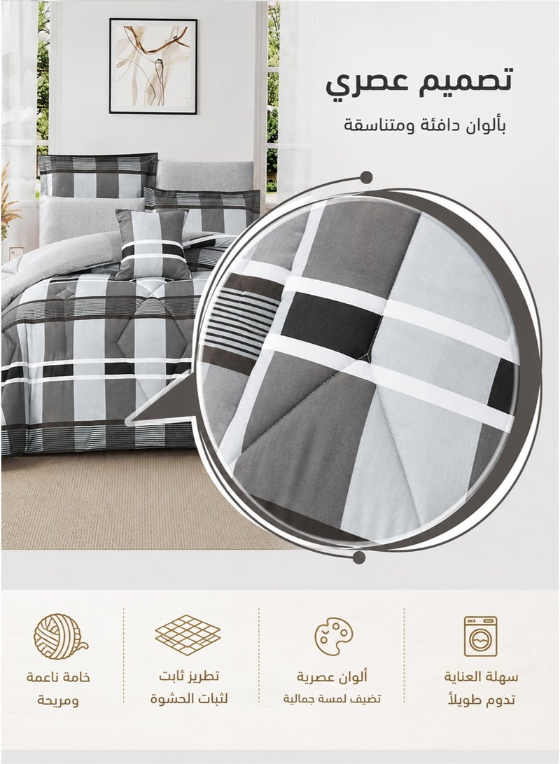 Miral Luxury Reversible Summer Twin Bed Comforter Set | 5 Pieces | Premium Quilted Comforter 230×170 cm | Deep Fitted Sheet 120×200+30 cm | Modern Elegant Design - Image 2