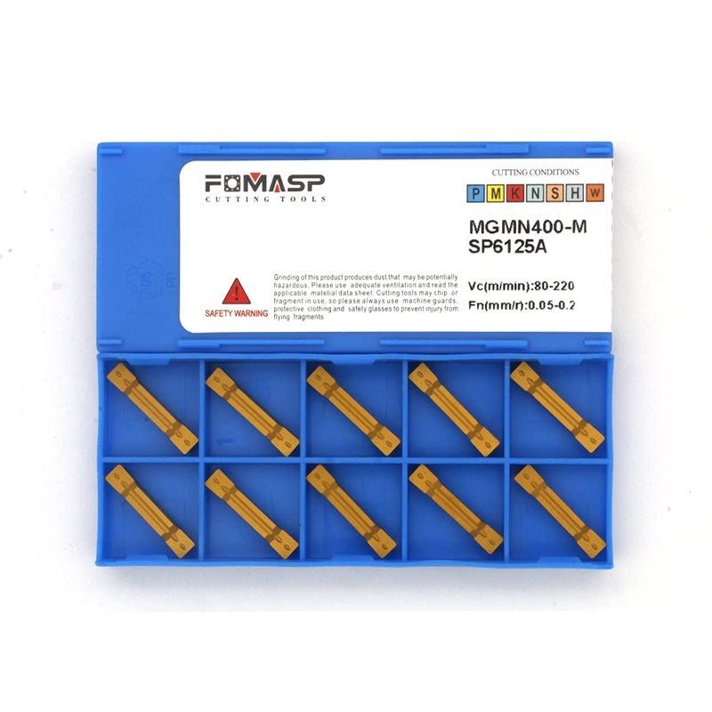 FomaSP MGMN400-M Carbide Grooving Inserts for MGEHR/L and MGIVR/L Grooving Cut-Off Tool Holder, Installed with KOLORY, CVD Yellow Coating, 10pcs - Image 1