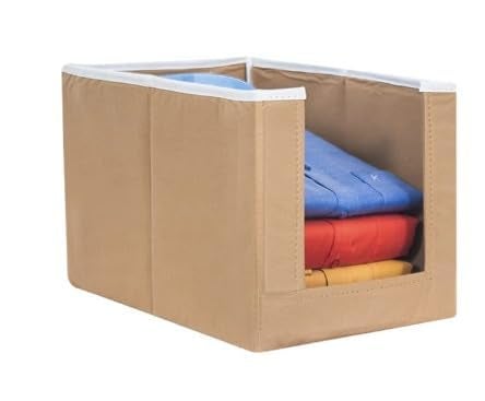Non Woven Shirt Stacker Closet Organizer Shirts And Clothing Stacker/Cloth Storage Foldable Wardrobe/Closet Organizer/Garment Cover For Wardrobe Organize (pack of 1, Beige)  - Image 1