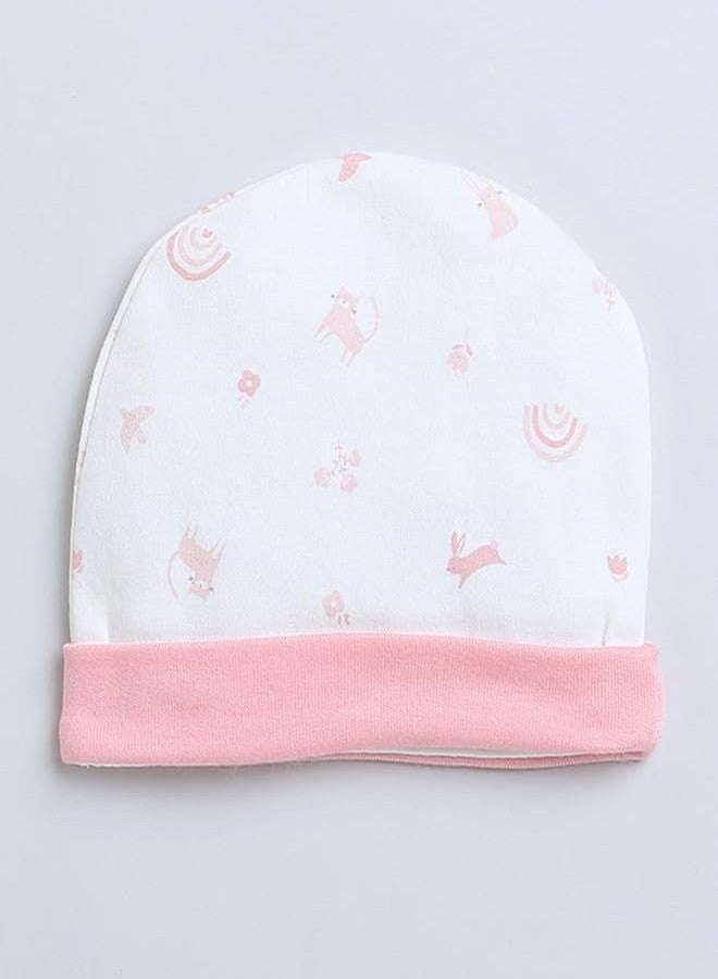 BUMZEE قبعة دائرية للأطفال الرضع من بامزي باللونين الخوخي والأبيض، عبوة من قطعتين، العمر من 3 إلى 6 أشهر (Peb9314C-pch.wht) - Image 2
