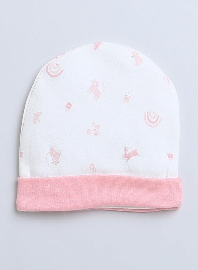 BUMZEE قبعة دائرية للأطفال الرضع من بامزي باللونين الخوخي والأبيض، عبوة من قطعتين، العمر من 3 إلى 6 أشهر (Peb9314C-pch.wht) - Image 3