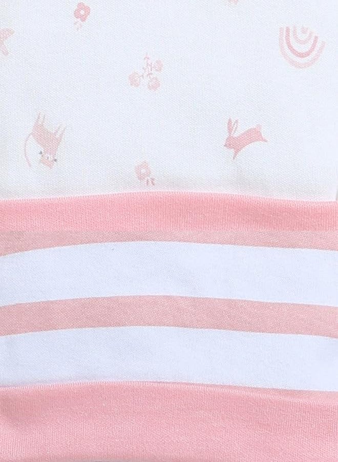 BUMZEE قبعة دائرية للأطفال الرضع من بامزي باللونين الخوخي والأبيض، عبوة من قطعتين، العمر من 3 إلى 6 أشهر (Peb9314C-pch.wht) - Image 5