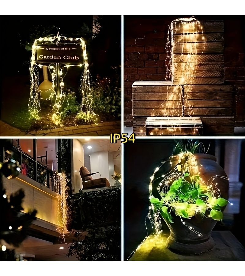 Solar Powered Rattan String Lights 3M 300LED Warm Color 8 Modes IP54 For Outdoor Garden Patio Yard Tree Fence Decoration - Image 1