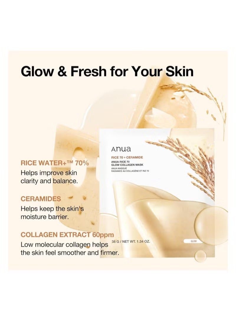 Anua Wonder Heartleaf 70 Soothing Collagen Mask + Rice 70 Glow Collagen Mask + Peach 70 Niacin Brightening Collagen Mask - Image 4
