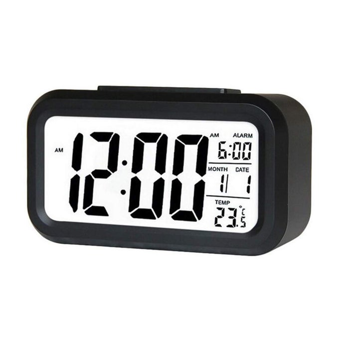 SMART BACKLIGHT BATTERY OPERATED ALARM TABLE CLOCK WITH AUTOMATIC SENSOR DATE TEMPERATURE DESIGN 2