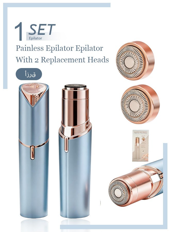 Facial Hair Removal for Women, Painless Epilator Hair Remover Device with 2 Pcs Replacement Heads , USB Rechargeable Face Electric Razor and Trimmer for ladies Lip, Chin, Arms - Image 1