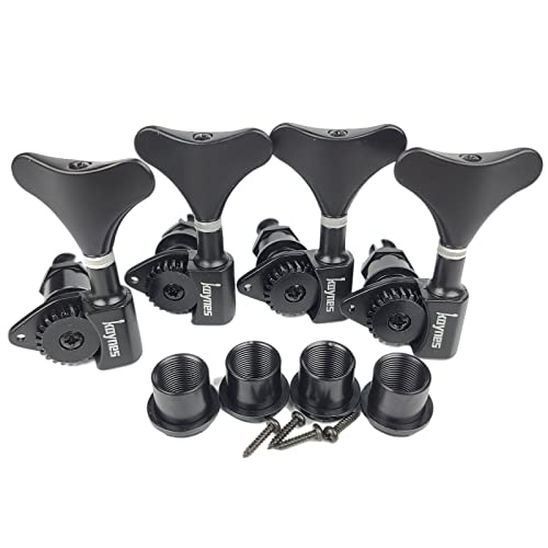 KAYNES 1:24 Ratio Electric Bass Guitar Machine Heads Tuners Guitar Tuning Key Pegs Open Gear Replacement for Jazz Precision (4 for Left, Black) - Image 1