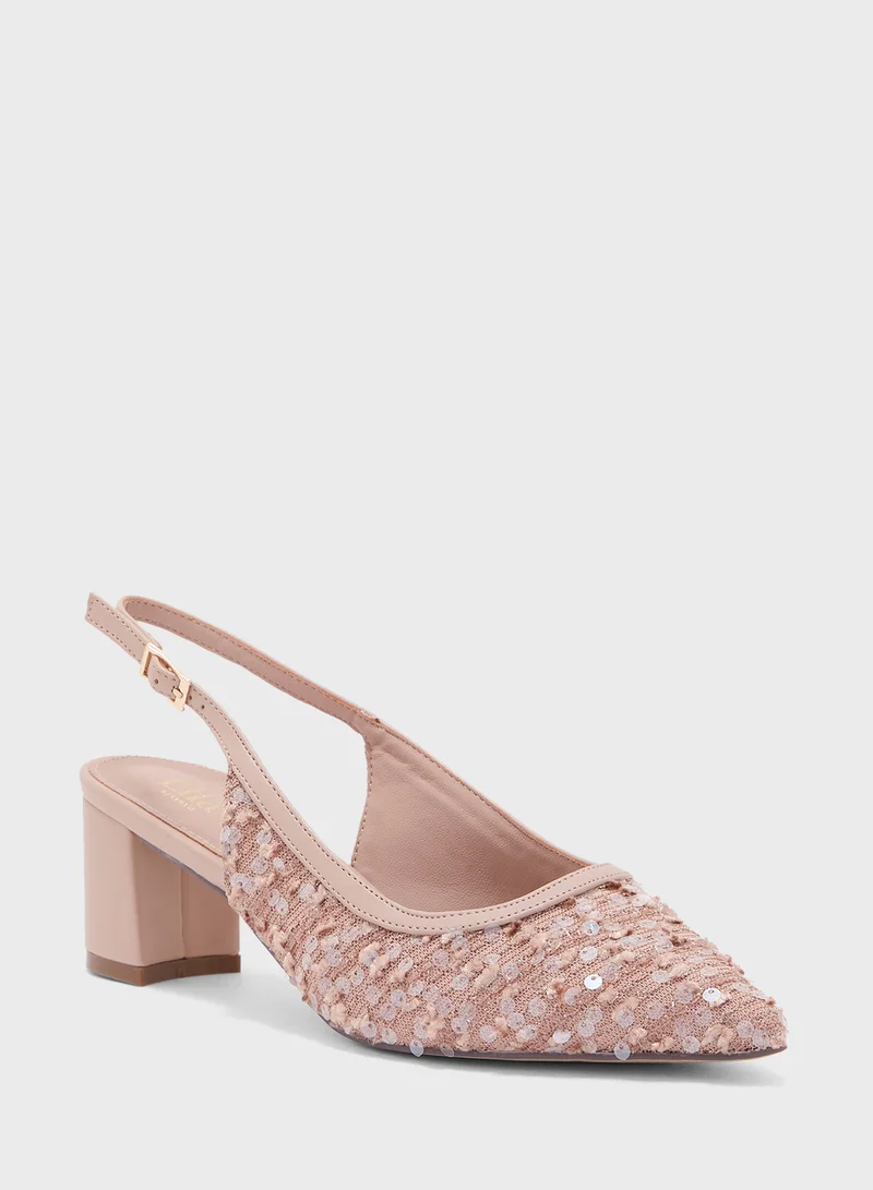 Ella Limited Edition Sequined Block Heel Sling Back Pump