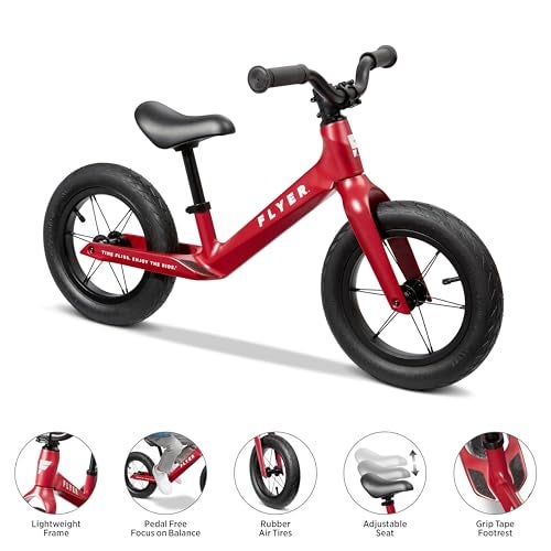 Radio Flyer Ultra Lite Balance Bike Red for Kids Ages 155 Pedal Free for Quick Learning Lightweight Frame Rubber Air Tires ToolFree Adjustable Seat Footrest Kid  Toddler Balance Bikes - Image 5