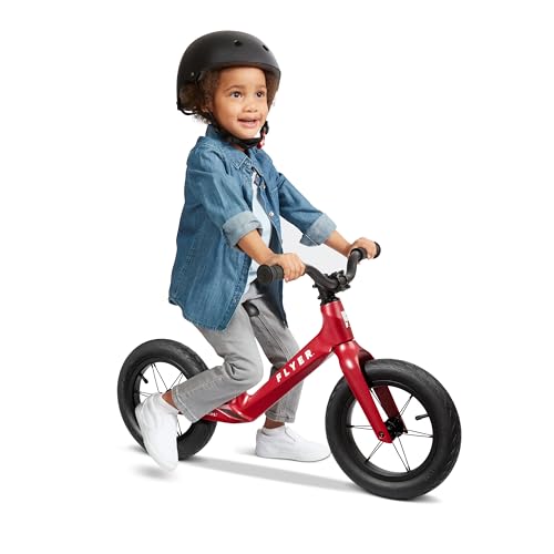 Radio Flyer Ultra Lite Balance Bike Red for Kids Ages 155 Pedal Free for Quick Learning Lightweight Frame Rubber Air Tires ToolFree Adjustable Seat Footrest Kid  Toddler Balance Bikes - Image 1