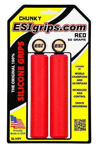 ESI Grips Chunky - Silicone MTB Grips - Ultimate Comfort and Control for Mountain Bikers and E-Bike Riders, Durable Bicycle Handlebar Grips for a Smooth Ride (Red) - Image 2