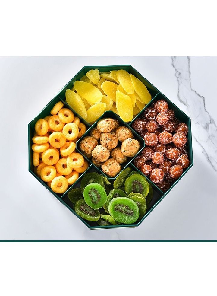DARIYAH 2-Layer Decorative Fancy Elf Food Grade Anti-fade 5- Grid Divided Seeds Candy Dried Nuts Melon Snack Fruit Tray With Dust Cover XQ-002B - Image 4