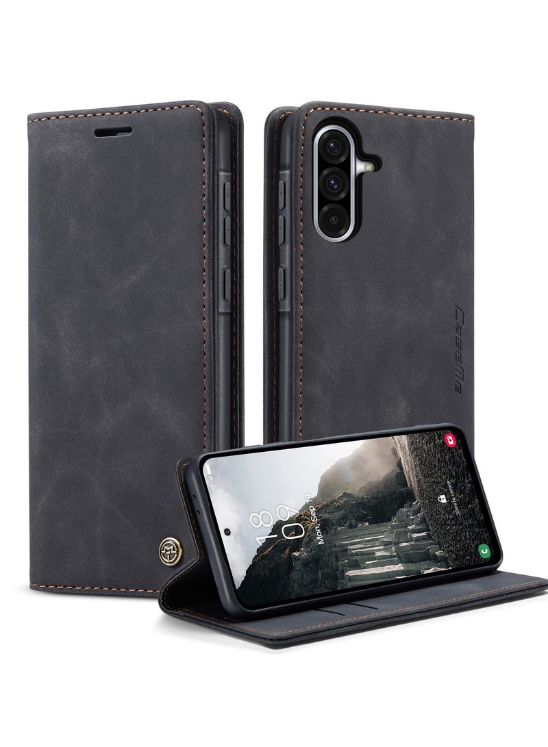 كيس مي جراب موبايل من الجلد الصناعي الفاخر  013 وحامل للكروت و البطاقات متوافق مع Samsung Galaxy A56 (اسود ) - Image 3