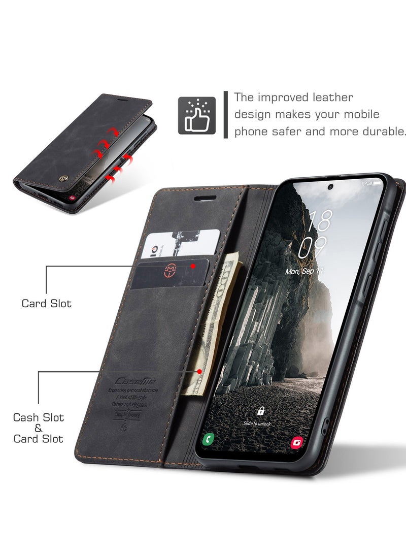 كيس مي جراب موبايل من الجلد الصناعي الفاخر  013 وحامل للكروت و البطاقات متوافق مع Samsung Galaxy A56 (اسود ) - Image 5