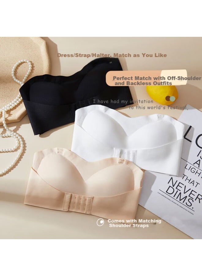 Modal Push-up Bra For Small Chest, Strapless, Anti-slip, Bandeau, Anti-exposure, Seamless, Backless Bra, Foundation Liquid Skin Color - Image 1