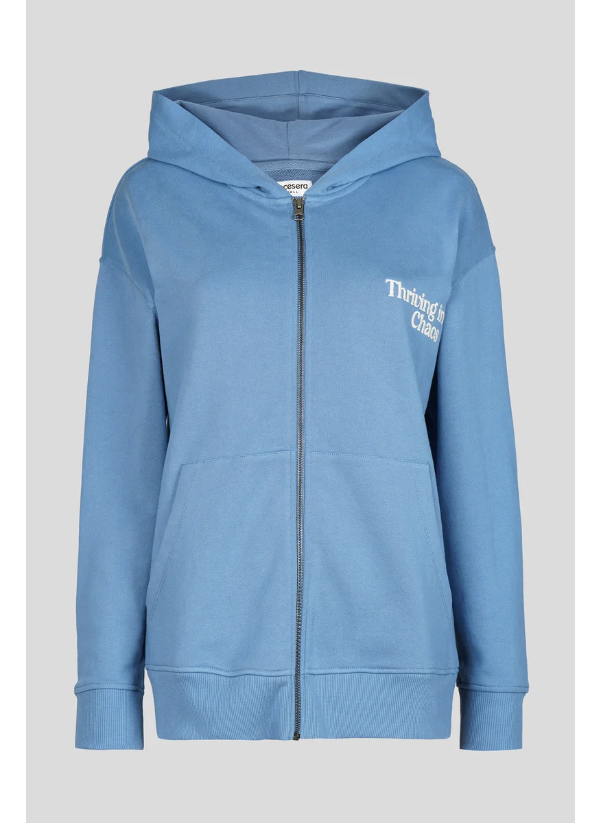 نسيسير Thriving In Chaos' Cotton Terry Zip-up Hoodie