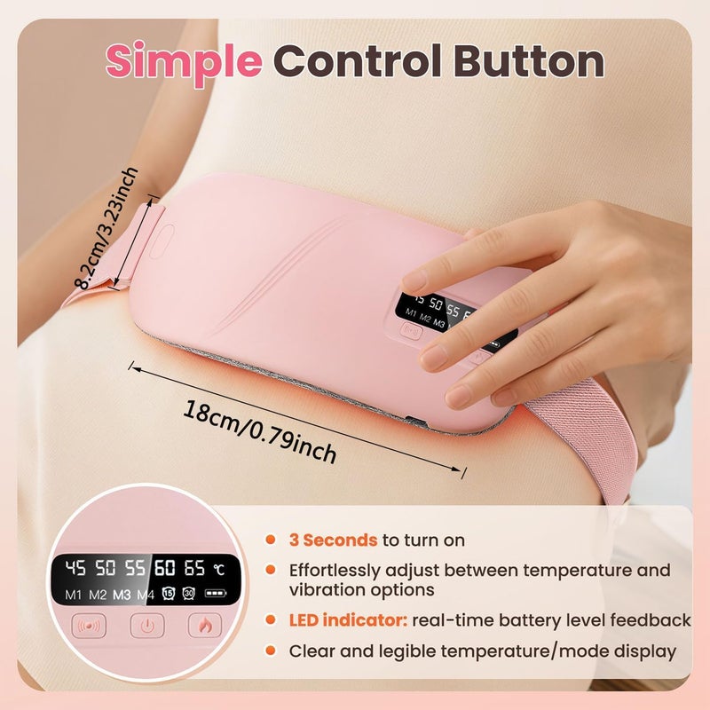 Period Heating Pad, DMG Cordless Electric Heating Belt, Rapid Heating Pad with 5 Heating Levels and 4 Vibrating Massage Modes,Back or Belly Pain Relief for Women for Girls and Women(B) - Image 5