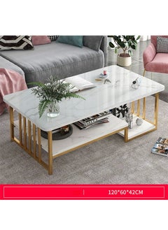 keke Living Room Coffee Table with Marble Design and Tempered Glass  - Image 1