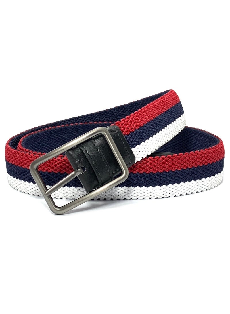 كلاسيك ميلانو حزام مطاطي منسوج من القماش المضفر للرجال/النساء/الصغار مع حزام متعدد الألوان للرجال مرفق في صندوق هدايا أنيق من ميلانو ليذر - Image 1
