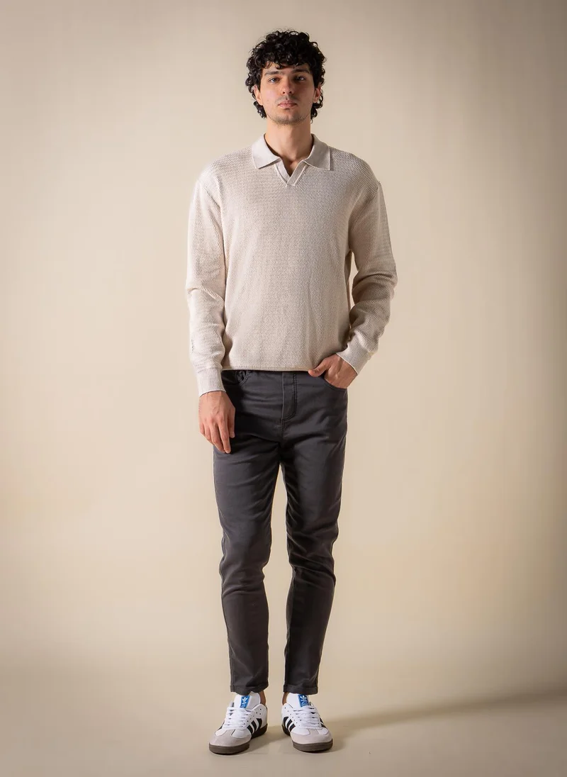 Shapes Beige TEXTURED POLO SHIRT for Men | Best Price UAE