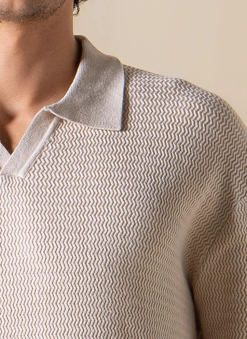 Shapes Beige TEXTURED POLO SHIRT for Men | Best Price UAE