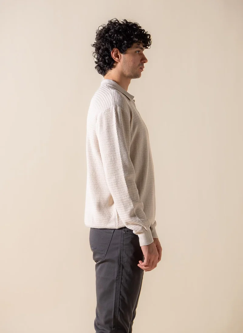 Shapes Beige TEXTURED POLO SHIRT for Men | Best Price UAE