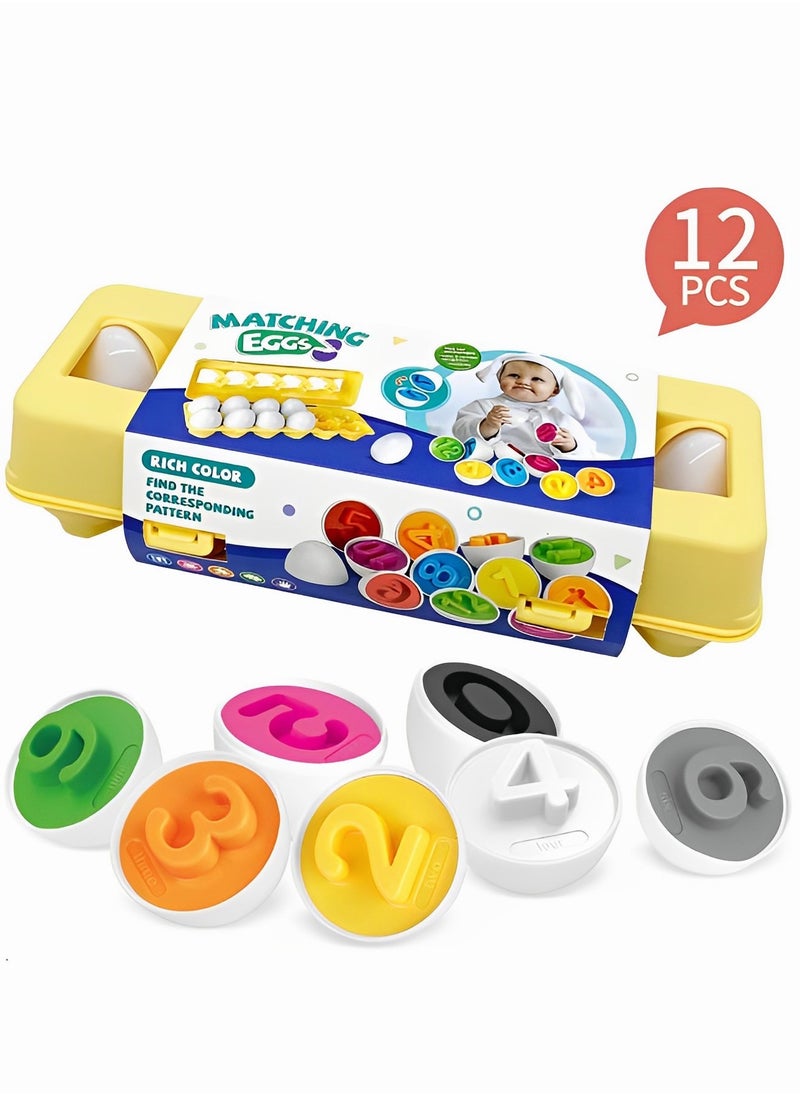 MEBEGIN - Fun Number Matching Toy, 12PCS Realistic Toy Eggs with Child-Safe Design, Matching Egg Toy Set, Number Recognition Toys for Kids, Early Educational Montessori Toys, Travel Game, Ideal Gift for Kids - Image 1