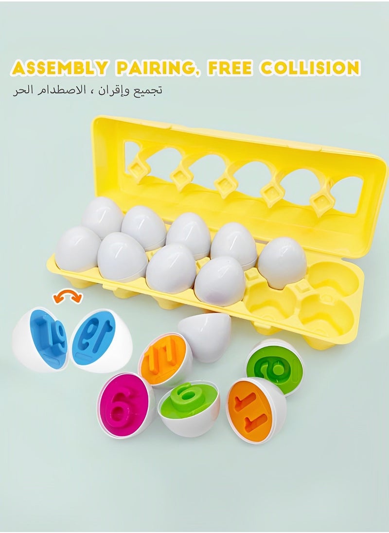 MEBEGIN - Fun Number Matching Toy, 12PCS Realistic Toy Eggs with Child-Safe Design, Matching Egg Toy Set, Number Recognition Toys for Kids, Early Educational Montessori Toys, Travel Game, Ideal Gift for Kids - Image 1