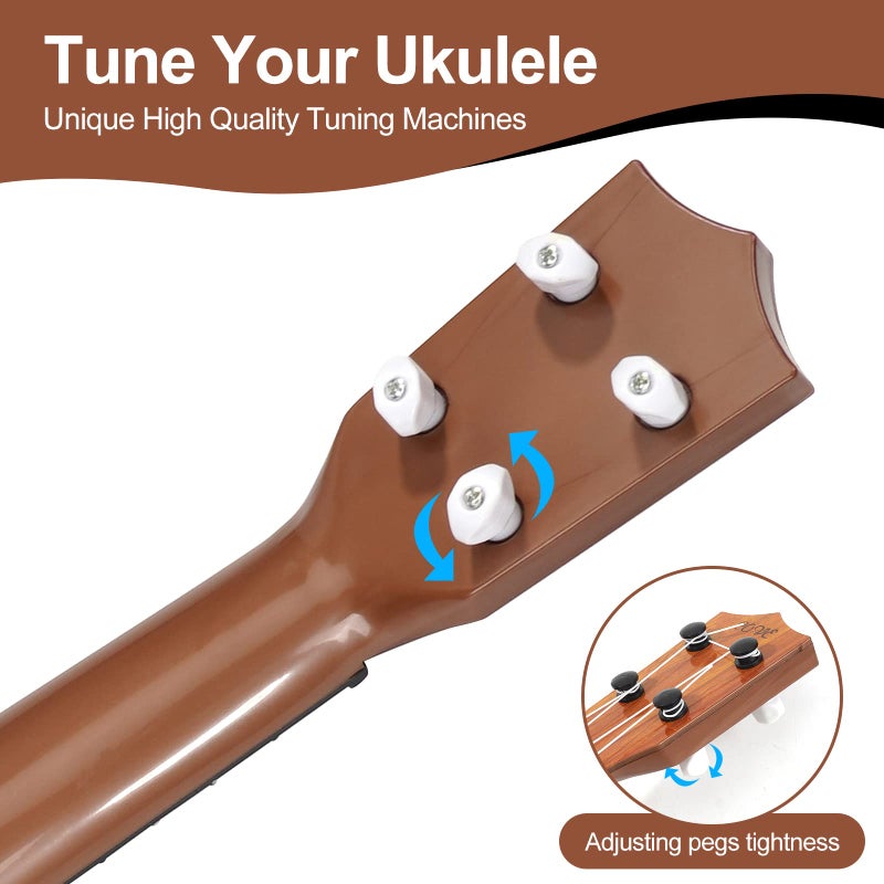 Raimy 17in Kids Ukulele Guitar - 4 Strings Mini Guitar Children Musical Instruments Educational Toys with Picks for Toddler Kids Boys Girls Beginner (Burlywood) - Image 3