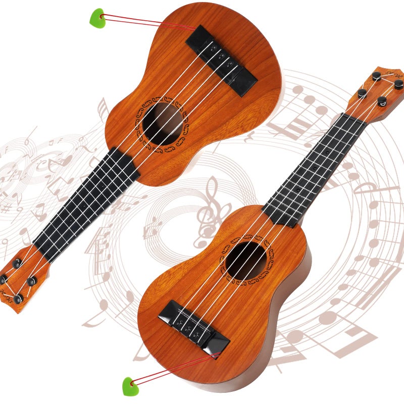 Raimy 17in Kids Ukulele Guitar - 4 Strings Mini Guitar Children Musical Instruments Educational Toys with Picks for Toddler Kids Boys Girls Beginner (Burlywood) - Image 2