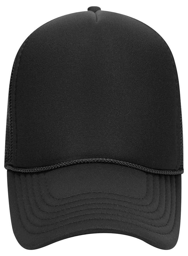 OTTO Wholesale 12 x Cap 5 Panel Mid Profile Mesh Back Trucker Hat (003 - Black) (OSFM - Adult) - Image 2